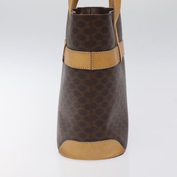 CELINE Macadam Canvas Tote Bag Pvc Leather Brown Gold - Picture 4 of 12